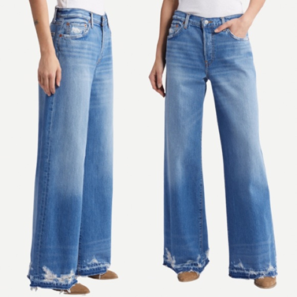 Re/Done NWT MINERVA DESTROY
MID RISE PALAZZO DENIM WIDE LEG JEANS 
SIZE: 26